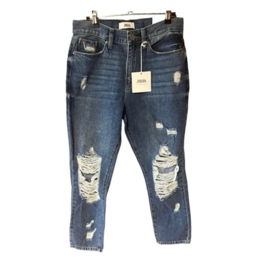 Just Black High Rise Super‎ Destroyed Girlfriend Jeans NWT